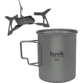 Kuvik Titanium Micro Solid Fuel Stove & 550ml (18.6 oz) Titanium Cup Bundle