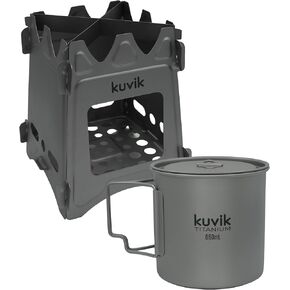 Kuvik Titanium Wood Stove & 650ml (22 oz) Titanium Pot Bundle