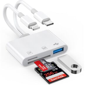 [Apple MFi Certified] SD Card Reader for iPhone iPad, Lightning and USB C Dual Port SD Card Adapter, Memory Card Reader for Camera Adapter, Support SD, Micro SD, USB 3.0, No App Driver Required