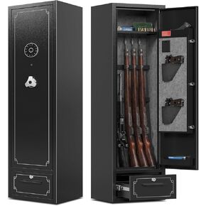 KAER 5-6 Gun Safe,Gun Safes for Rifle and Pistols,Gun Cabinets,Rifle Safe,Gun Safes for Rifle and Shotguns,Gun Safes & Cabinets with Drawer,Indoor Gun Rack,Removable Shelf