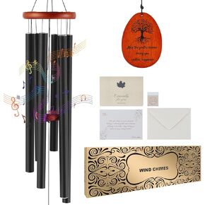 VEVOR 45" Deep Tone Wind Chimes – Large 6-Tube Memorial Wind Chimes, Hand-Tuned Aluminum Tubes, Bronze Outdoor Decor for Garden, Patio, Porch, Perfect Sympathy Gift for Loss, Anniversaries, Birthdays