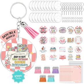 140 PCS Acrylic Keychain Blank Set, Faith Double-Sided UV DTF Stickers Acrylic Keychain Making Kits for Vinyl DIY Keychain Craft Project Employee Appreciation Gifts
