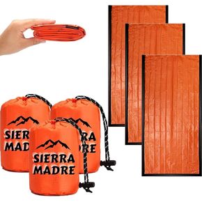 Sierra Madre Emergency Sleeping Bag - Thermal Waterproof and Lightweight for Camping, Hiking & Disaster Preparedness | for Outdoor Enthusiasts & Emergency Kits （3-Pack）
