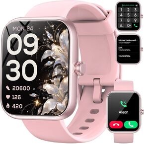 Smart Watch with Alexa Built-in‌, 1.83'' Touchscreen with Call Function, IP68 Waterproof Fitness Tracker, 100+ Sport Modes, Heart Rate & Sleep Monitor, Pedometer, iOS/Android Compatible (Black)