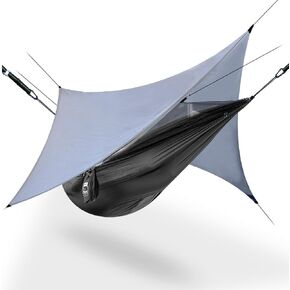 LostValley Camping Hammock Lightweight Portable Backpacking with Rain Fly Bug Net Straps Lines