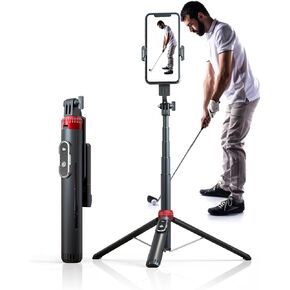 62" Phone Tripod & Selfie Stick for Golf Training, Extendable Cell Phone Tripod Stand with Wireless Remote and Phone Holder, Golf Training Aid - Compatible with iPhone Android iPhone