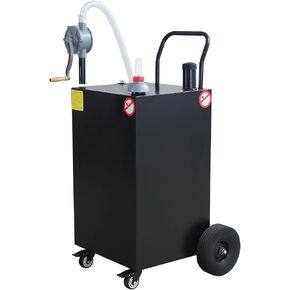Fuel Caddy 50 Gallon, Gas Storage Tank With Manual Transfer Pump, Portable Gas Caddy Gasoline Diesel Fuel Container for Cars, Lawn Mowers, Trucks, ATVs, Boats