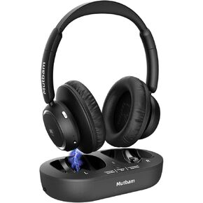 Wireless Headphones for TV & Seniors - Bluetooth 5.2, 65hrs Battery, Effortless Charging & Tidy Storage with Included Charging Base, No Delay, for Elderly/Parents