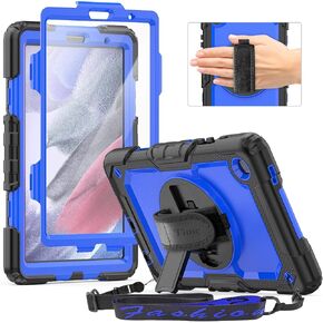 Timecity Case for Samsung Galaxy Tab A7 Lite 2021 8.7'' SM-T220/T225/T227 with Screen Protector, Heavy Duty Rugged Full-Body Protective Case with 360 Rotating Stand, Hand/Shoulder Strap Case, Black in Kuwait