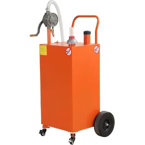 50 Gallon Fuel Caddy, Gas Storage Tank On 4 Wheels, Portable Gas Caddy with Manual Transfer Pump, Gasoline Diesel Fuel Container for Cars, Lawn Mowers, ATVs, Boats, Motorcycle (Red)