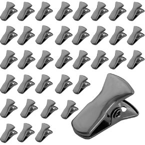 32 Pcak Mini Metal Alligator Clips for Crafts Non-Slip Silicone-Coated Clothes Pins DIY Badge Clips Small Spring Clamps (Silver)