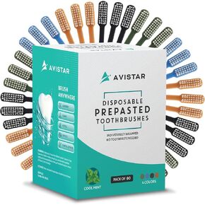 80 Prepasted Disposable Toothbrushes Individually Wrapped - Single Use Pre Pasted Disposable Toothbrushes with Toothpaste Built In - Waterless Toothbrush for Travel, Airbnb Guests, Hotel, & Camping