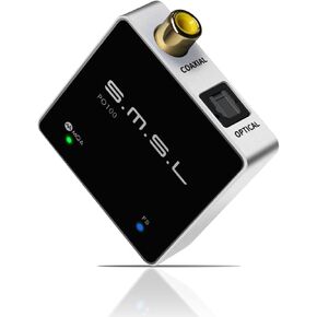 SMSL PO100 2024 XU316 Digital to Analog Audio Converter, MQA Decoding USB to Toslink Coaxial/Optical, Mini USB to Coaxial Cable Adapter for Phone/PC/Player/Streamer, Black