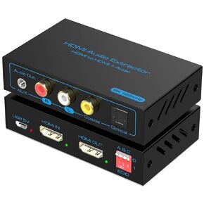 HDMI Audio Extractor 4K 120Hz HDMI to Optical Audio Adapter 3.5mm AUX L or R Coaxial Converter Equipped with Eight EDID Supports HDCP 1080p 3D Digital DTS 5.1 PCM for Fire TV, PS4, PS5, Xbox