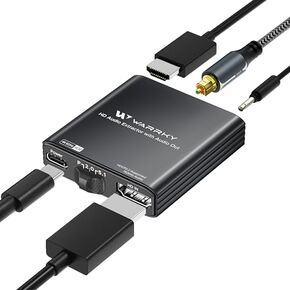 WARRKY 4K 60Hz HDMI Audio Extractor, Convert HDMI to Optical S/PDIF & 3.5mm Aux RCA, [Supports Dolby Atmos Digital Plus, DTS], for TV Fire Stick, Speakers, PS5, Blu-ray Player, Amplifier, Headphones