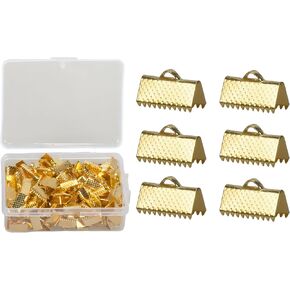 1Box 200pcs Ribbon End Crimp Clamps for DIY Craft Jewelry Making (16mm, Silver)