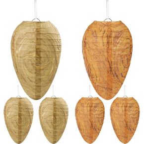 6 Pcs Mini Size Paper Wasp Nest Decoy Hanging Fake Wasp Nest for Wasps Hornets Yellow Jackets Home Garden Yard Outdoors