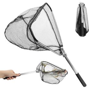 Fishing Net Minnow Nets with Aluminum Collapsible Telescopic Pole Handle and Nylon Mesh, Small Fishing Landing Net, Safe Fish Catching or Releasing