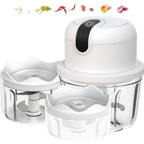 450ML Electric Garlic Chopper, Mini Portable Veggie Chopper, Garlic Grinder Masher Onion Chopper, Blender to Vegetable, Wireless Food Processor for Ginger, Chili, Fruit, Meat, etc