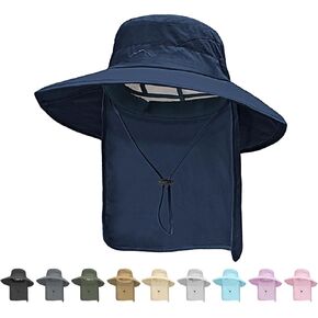 قبعة Zooron Sun للرجال قبعة الصيد مع رفرف الرقبة Wide Breim Bucket Hat UV للحماية للتخييم على الشاطئ