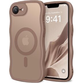 for iPhone 16 Pro Max Case for Women Girls, Upgraded [Full Camera Protection] [Compatible with MagSafe] Cute Wave Translucent Matte Phone Case for iPhone 16 Pro Max, Brown