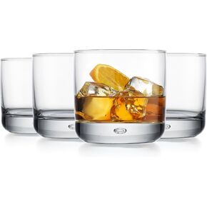 Set of 4 Highball Glasses 16 Oz Collins Cocktail Drinking Glass Cups, Bubble Base Glassware for Water, Juice, Cocktails, Beer Pint Glasses, Modern Basic Tumblers.
