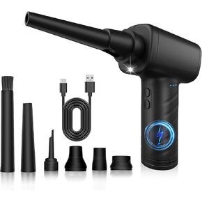 Duster Air Air مضغوط ، 50000 دورة في الدقيقة 3 ترس منفاخ كهربائي مع ضوء LED ، بديل قوي لـ CAN ، لوحة المفاتيح Cleaner 6000mAh محمولة قابلة للشحن لجهاز كمبيوتر السيارة