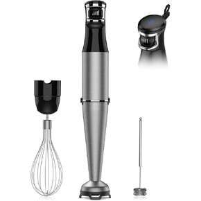 Immersion Blender Handheld 1100W Corded Hand Blender Trigger Variable Speed 3 in 1 Stick Blender with Whisk, Milk Frother Attachments Emulsion Blender Handheld for Soup, Smoothie, Puree
