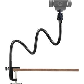 Upgraded Webcam Stand Phone Holder 27" Adjustable Gooseneck Desktop Camera Desk Guard Clamp Mount for All Cellphones, Logitech Webcam C925e C922 C930e C930 C920 C615, Etc. (1/4" Threaded)