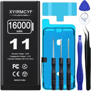 بطارية سعة سعة 16000 مللي أمبير في الساعة متوافقة مع iPhone 11 ، 0 Cycle Li-Polymer Brateg Battery for iPhone 11 ، مع مجموعة أدوات الإصلاح المهنية