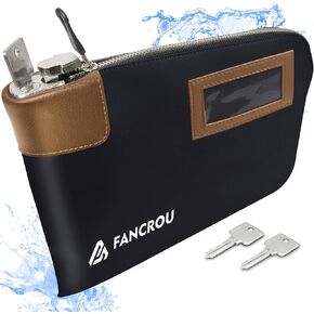 Waterproof Cash Bag with lock and 2 Keys, Money bag with Zipper,Security bags for cash, Durable Money Bank Deposit Bag, Nylon Documents Bag, Coin Check Wallet Pouch,Petty cash bag,11 x 9 Inch,Blue