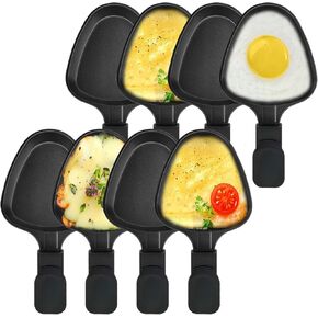 HONNE 8pcs/set Triangle Shape Non-Stick Coating Mini Iron Raclette Grill Pan Cheese Pan Replacement/Additional Raclette Dishes Mini Grill Pan