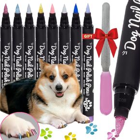 18 Metallic & Matte Colors Dog Nail Polish Pens Quick Dry with Dog Nail File, Non Toxic Glitter Dog Safe Nail Polish, Easy to Apply Pet Safe Accessories for Small and Large Puppies