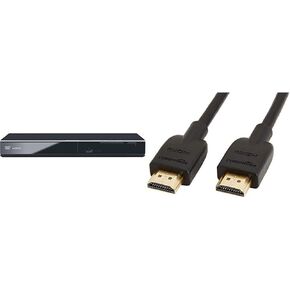 Panasonic DVD Player DVD-S700 (Black) Upconvert DVDs to 1080p Detail, Dolby Sound from DVD/CDs View Content Via USB & Amazon Basics High-Speed HDMI Cable, 3 Feet, 1-Pack