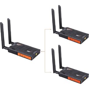 (1TX+2RX) Wireless HDMI Transmitter and Receiver, Wireless HDMI Extender Kit with Loop-Out, IR Support, 2.4/5.8GHz 1080P Full HD 820ft/250M, for DSLR Camera Projector Laptop Church Home Office