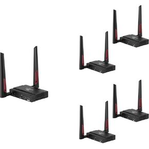 gofanco 1TX+4RX 5GHz Wireless HDMI Extender – Long Range, Up to 656ft (200m) at 1080p, Supports Up to 4 Receivers, Dual Antenna, 5GHz Frequency, Loopout, IR Extension, 2ch PCM Audio