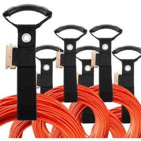 6 Pack Extension Cord Organizer Black E Track Accessories 16" Etrack Extension Cord Strap Holder Heavy Duty Air Hose Straps Storage Straps Rope, Cable, Cord Hangers for Wall E-Track Management