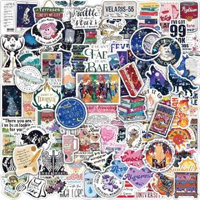 MiStar 102 PCS SJM Fantasy Book Stickers, Holographic Bookish Acotar Stickers for Kindle iPad Laptops Water Bottles Crescent City Throne of Glass Merch Waterproof Decals Party Sticker Pack Gifts