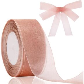 شريط هدايا Joycraft ، شريط أورجاني شرير ، شريط مصنوع يدويًا ، 50 ياردة × 0.78 "Rose Gold Mortiza chiffon ، شريط النسيج الشبكي للتغليف الهدايا ، حرفة DIY ، حفلة عيد الميلاد ديكو in Kuwait