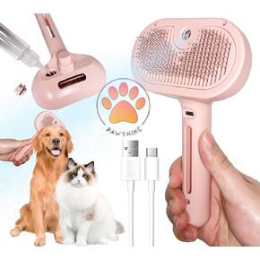 Cat steam brush – Effective Pet Brush for Indoor Cats, Steam Technology for Shedding, Mats & Grooming – Ideal cat brush indoor for Deep Cleaning (White)