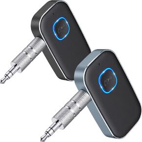 (2PCS) COMSOON Bluetooth AUX Receiver for Car, Home Stereo, Wired Headphones, Hands-Free Calls - Gray+Black