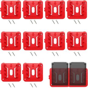 10 Packs Milwaukee M18 18V Battery Holder - Wall Mountable Storage Case for Work Truck, Garage, and Van - Durable ABS Plastic, Easy Installation, Secure Battery Storage