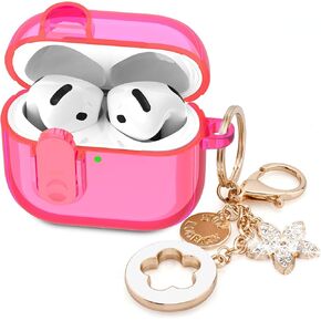 (مع قفل السلامة) حالة واضحة متوافقة مع Apple Airpods لطيف 4 حالات 2024 النساء ، فيسوم لينة TPU PODS 4 CASES GEN