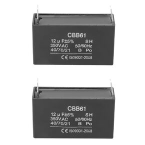 Fafeicy 2 PCS CBB61 Plastic Capacitor, AC350V Generator Capacitor 12UF for Gasoline Generator Starting and Fan Motor