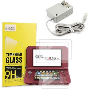 New 3DS XL Charger Bundle, 1 Pack Charger and 4 Pack New 3DS XL Screen Protector for Nintendo New 3DS XL