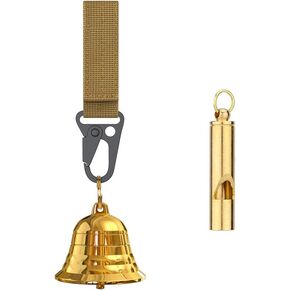 kcrygogo Solid Brass 2" Loud Bear Bell and Emergency Whistle for Hikers,Bear Bell with Silencer for Survival, Hiking, Biking, Fishing, Climbing