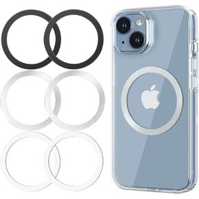 Metal Rings 6PCS,Ultra-Thin(0.4mm) for MagSafe Sticker,Magnetic Adapter,Phone Cases & Wireless Charger,Compatible with iPhone 16/15/14/13/12,Galaxy S24/S23/S22/Kindle,for Mag Safe Accessories