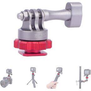 Came-TV Hot Shoe to 1/4"-3/8" Thread Adapter Converter – CNC Aluminum 90° Angle Adjustable Mount for Action Cameras, Tripods & Drone Accessories (61027)