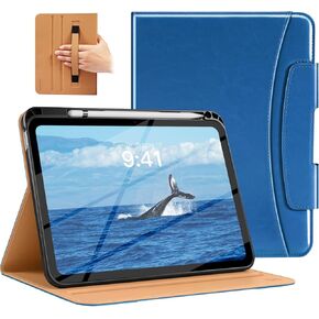 Moko for New iPad (A16) Case 11th Generation 11 بوصة 2025 ، iPad 10 Gen Case 10.9 "2022 مع حامل قلم رصاص وجيب ، غطاء من الورقة الجلدية المتميزة ، زوايا عرض متعددة ، أسود