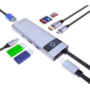 KAGO 8 in 1 USB C Docking Station Hub,USB-A 2.0/3.0,USB Type-C Data Ports,4K@30Hz HDMI,100W Power Delivery,SD/TF Card Reader,100M RJ45 for MacBook Pro/Air,iPad Pro,iPhone 15/Pro/Pro Max